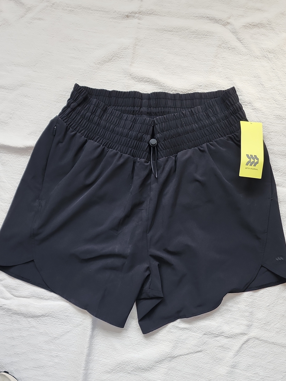 Women’s Black Elastic-Waist Athletic Shorts